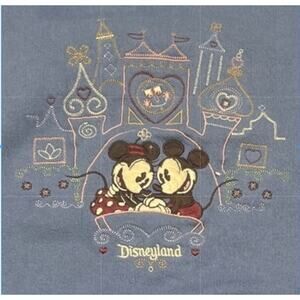 Disney Mickey Minnie Embroidered Sweatshirt Blue Medium Parks Pullover